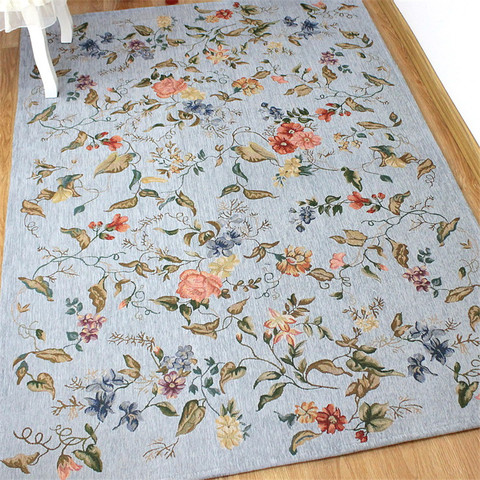 Tapis européen pour salon, de Style floral Pastoral, pour chambre à coucher, bureau, lit, chaise, sol d'étude antidérapant ► Photo 1/5