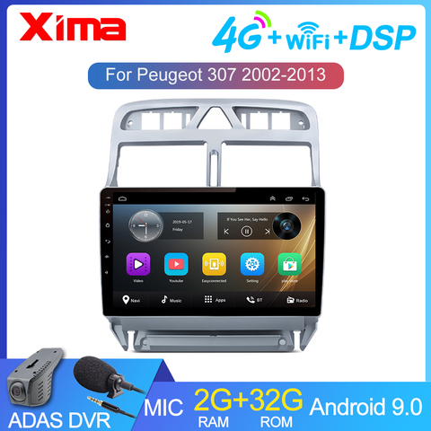 Lecteur multimédia de Navigation de GPS de DVD de voiture d'android 9.0 RAM 2GB pour peugeot 307 307CC 307SW Radio 2002-2013 Auto Radio GPS Navigat ► Photo 1/6