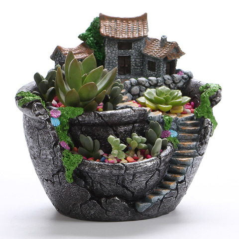 Résine pot de fleurs plantes succulentes planteur Mini bonsaï Pots bureau en pot support maison jardin décoration ► Photo 1/6