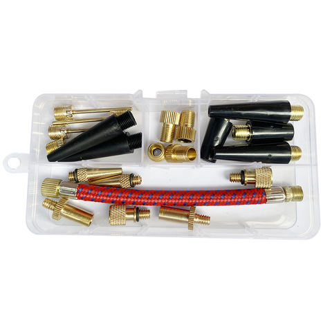 21 pièces/ensemble vélo pneu Tube gonflable aiguille Air tuyau adaptateur Kits vélo réparation outils connecteur pompe basket-ball Valve ► Photo 1/6