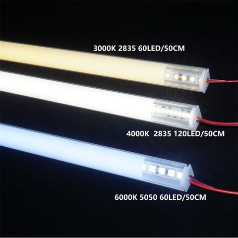 Bande linéaire d'angle 12VDC LED, Diode Invisible 2835 5050 6W/9W, haute luminosité 50CM, 20 pouces, lumière de barre d'armoire ► Photo 1/6