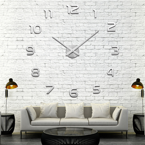 Horloge murale 3d à miroirs, grand format, autocollants, décoration murale, accessoires pour salon ou maison, nouveau Design ► Photo 1/6