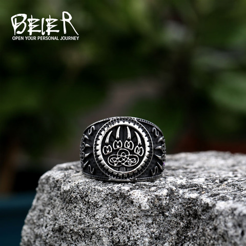 Beier – bague viking en acier inoxydable pour hommes, griffe d'ours, cool, bon détail, mode, bijoux de personnalité, LR739 ► Photo 1/4