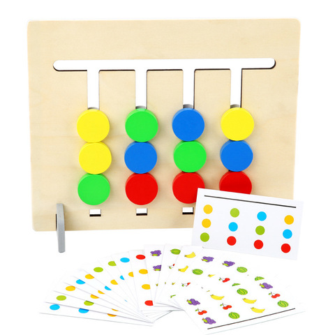 Montessori bois quatre couleurs jeu Point Fruits correspondant cartes jeu formation enfants jouets éducatifs pour enfants famille jeu de Table ► Photo 1/6