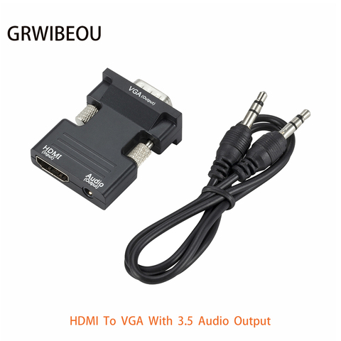 HDMI vers VGA convertisseur HDMI femelle vers VGA mâle avec 3.5 Audio sortie adaptateur numérique vers analogique HD 1080P pour ordinateur portable tablette ► Photo 1/6