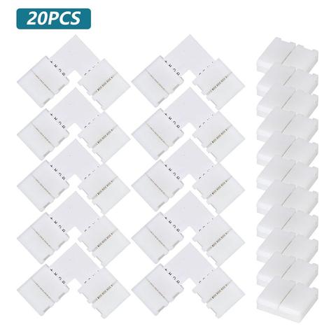20 pièces/ensemble 10mm ABS 4 broches LED rvb connecteur ensemble L forme non câblé sans soudure SMD 5050 RGB connecteur LED lumières accessoires ► Photo 1/6