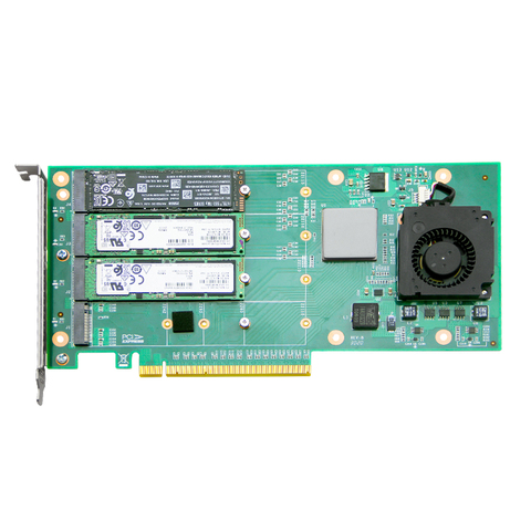 Carte exp SSD M.2, clé ANM24PE16, PCIe3.0 X16, Quad port avec contrôleur PLX8748 ► Photo 1/6