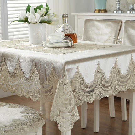 Europe luxe brodé nappe table table à manger couverture dentelle nappe épaisse or velours rétro maison tissu chaise couverture ► Photo 1/6