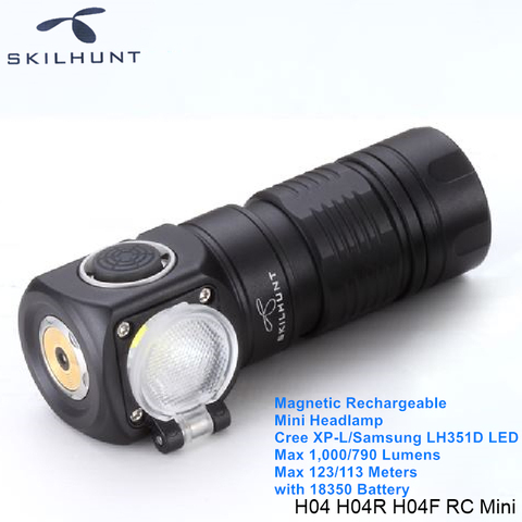 Skilhunt – lampe frontale magnétique Rechargeable H04 H04R H04F RC, lampe frontale haute CRI avec batterie 18350 ► Photo 1/6