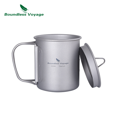 Tasse à café ultralégère en titane avec couvercle, Voyage illimité, pour Camping en plein air, eau, thé, 200ml, Ti15141A ► Photo 1/6