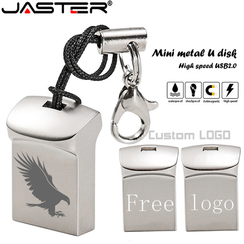 JASTER Super Mini clé USB en métal 4GB 8GB 16GB 32GB 64GB personnaliser clé USB clé USB cadeau de disque logo personnalisé ► Photo 1/6
