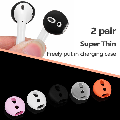 2 paires Silicone antidérapant écouteurs embouts Ultra mince couverture pour AirPods Apple EarPods Bluetooth écouteurs accessoires ► Photo 1/6