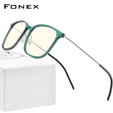 FONEX Anti lumière bleue bloquant les lunettes femmes antibleu Protection UV ordinateur lunettes hommes FAB010 (cadre en Nylon B bras en titane) ► Photo 1/6