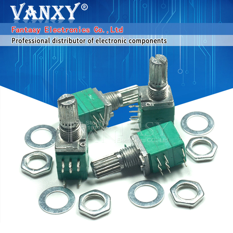 5 pièces RV097NS 50 K simple liés potentiomètre B50K avec un commutateur audio 8pin arbre 15mm amplificateur de puissance d'étanchéité potentiomètre ► Photo 1/6