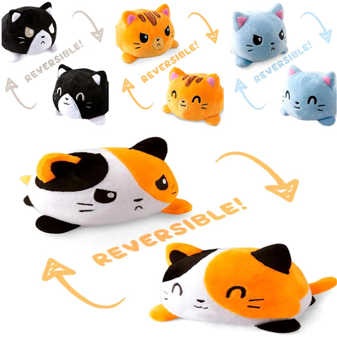 Réversible chat en peluche en peluche doux Animal accessoires pour la maison mignon Animal poupée enfants cadeaux bébé compagnon en peluche jouet ► Photo 1/1