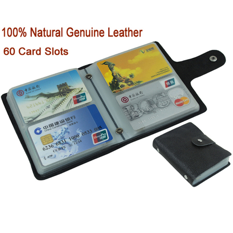 Porte-cartes de crédit pour hommes et femmes, en cuir véritable, étui pour cartes d'identité, grande capacité avec 60 fentes, 100% ► Photo 1/6