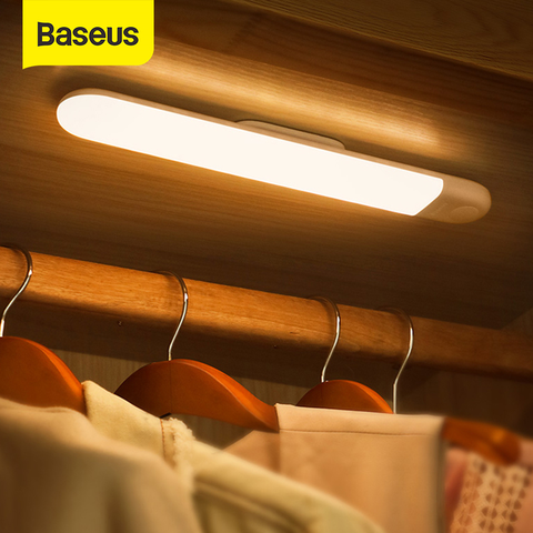 Baseus sous l'armoire lumière PIR détecteur de mouvement LED lumière Rechargeable veilleuse LED lampe pour armoire cuisine chambre placard ► Photo 1/6