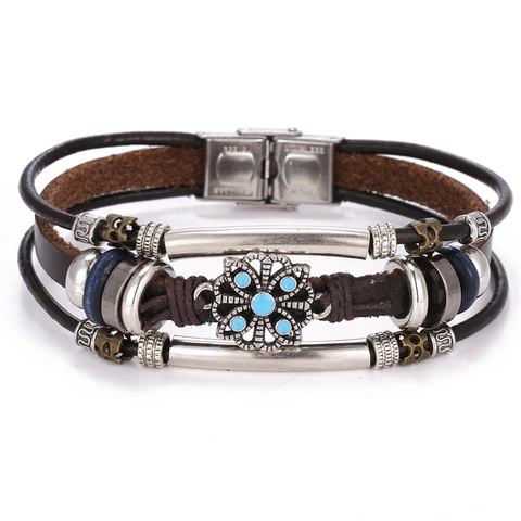 IFMIA – Bracelet en cuir multicouche pour hommes et femmes, Vintage, fleur, Boho, Punk, bijoux cadeaux, 2022 ► Photo 1/6