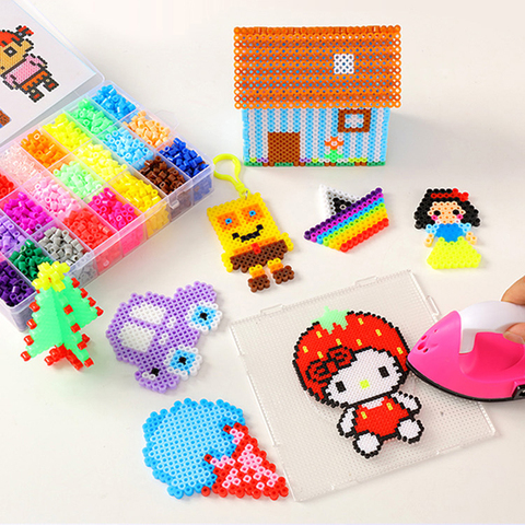 24/72 couleurs coffret hama perles jouet 2.6/5mm perler éducatif enfants 3D puzzles bricolage jouets fusible perles pegboard feuilles papier à repasser ► Photo 1/6