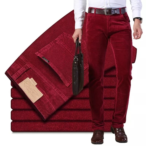 CHOLYL automne hiver hommes épais chaud velours côtelé pantalon polaire pantalon mâle décontracté affaires Style longs jean hommes ► Photo 1/6