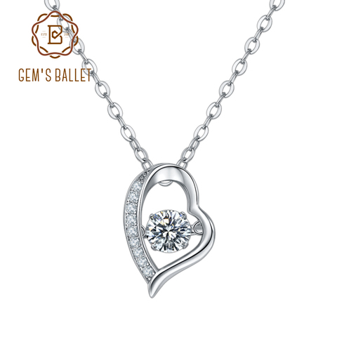 GEM'S BALLET – collier en argent Sterling 925 pour femmes, pendentif en forme de cœur, Moissanite, diamant, couleur D, 5.0mm, 0,5ct ► Photo 1/6