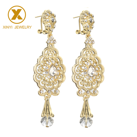 Boucles d'oreilles en strass style marocain pour femmes, bijoux de mariage, crochet ► Photo 1/5