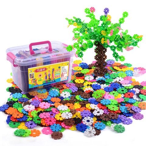 Blocs de Construction et de Construction, jouets flocons de neige en plastique, Puzzle 3D pour enfants, jeu pour bébés, 300 à 1000 pièces ► Photo 1/5