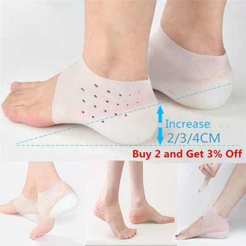 1 paire Silicone Invisible hauteur intérieure semelles levage augmenter chaussettes en plein air pied Protection Pad hommes femmes talon coussin ► Photo 1/6