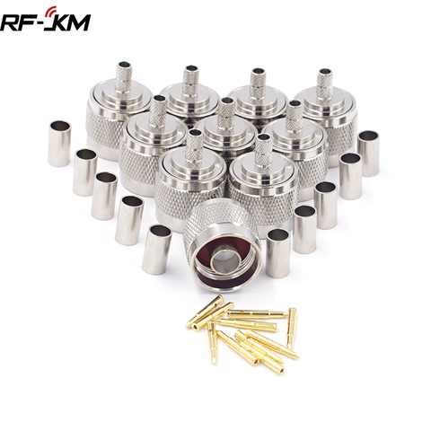 10 pièces/lot N Type prise mâle sertissage RF connecteur Coaxial pour RG58 LMR195 RG400 RG142 LMR200 câble ► Photo 1/6