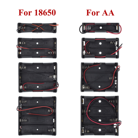 Boîte de support de batterie en plastique de taille Standard AA/18650 noir avec fil de plomb 3.7V/1.5V agrafe 1 pièces ► Photo 1/6