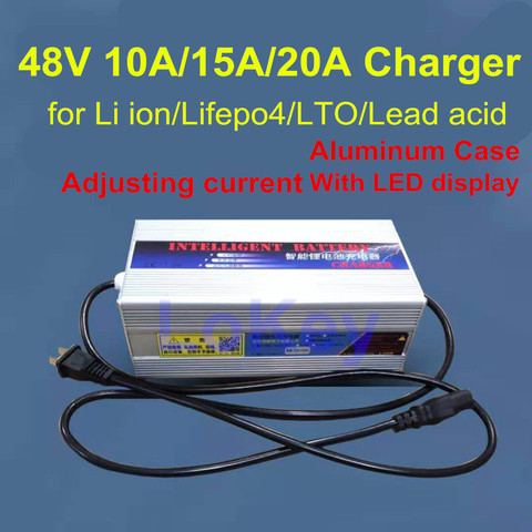 48V 10A 15A 13S 54.6V lipo 16S 58.4V lifepo4 Intelligent Chargeur réglable Avec LED pour d'ion de lithium lifepo4 LTO batterie au plomb ► Photo 1/5