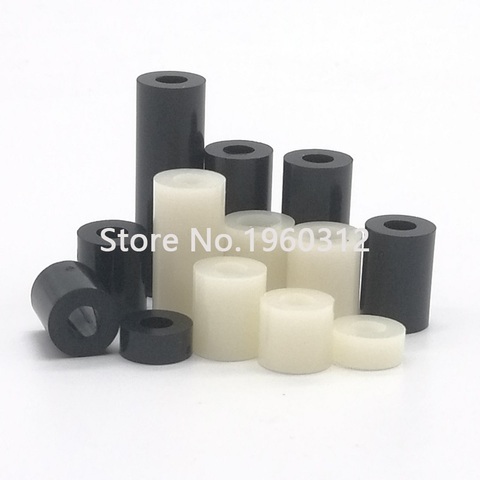 Rondelle d'espacement pour boulon de vis, diamètre intérieur 3 4 5 blanc noir Nylon ABS colonne ronde Non filetée ► Photo 1/3