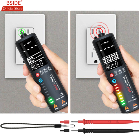 BSIDE – multimètre numérique LCD ADMS1, affichage à 3 lignes, testeur de tension automatique, écran incurvé, voltmètre avec barre analogique et indicateur 8 LED ► Photo 1/6