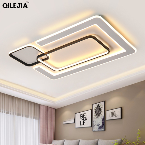 Plafonnier LED au design moderne, disponible en noir et en blanc, luminaire décoratif de plafond, idéal pour un salon ou une chambre à coucher ► Photo 1/6