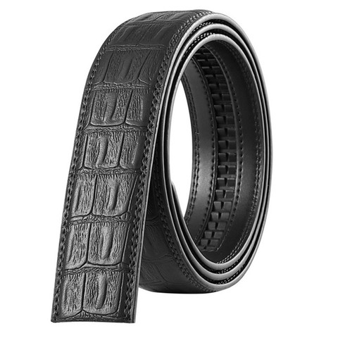 Ceinture en cuir véritable pour hommes, nouveau Style, motif Crocodile, sangle automatique, mode pour jeunes, pantalon, boucle automatique, 3.5cm ► Photo 1/4