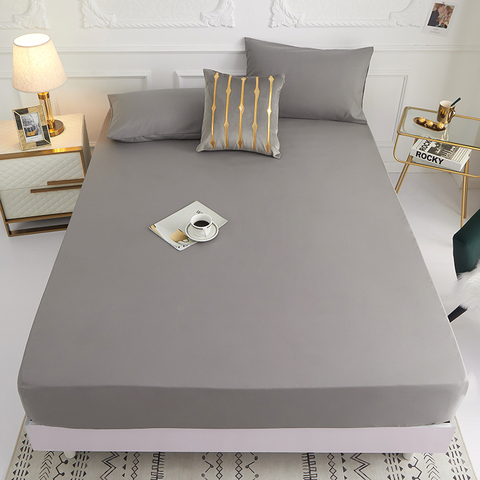 Drap-housse de matelas aux quatre coins avec bande élastique, solide, 100% Polyester, 1 pièce, commander des taies d'oreiller, nouveau produit ► Photo 1/6