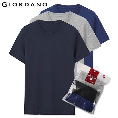 Giordano hommes t-shirt manches courtes 3-pack t-shirt solide coton t-shirt été Beathable hommes hauts vêtements 01245504 ► Photo 1/6