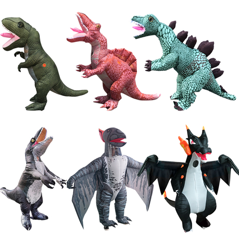 Adulte t-rex dinosaure déguisement gonflable Halloween Cosplay ptérosaure Spinosaurus Disfraz feu Dragon Velociraptor robe d'explosion ► Photo 1/6