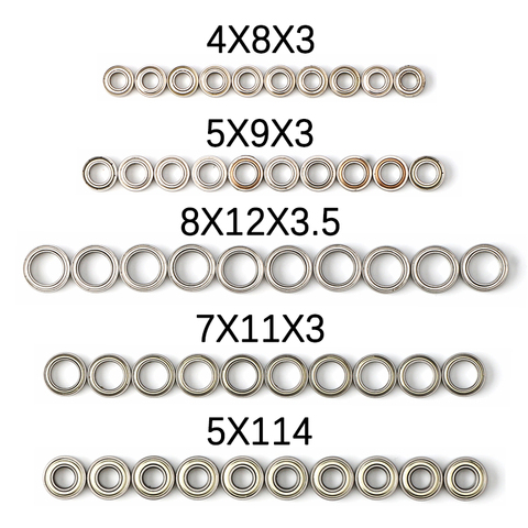 Roulement à billes pour modèle de voiture radiocommandée 1-12 Wltoys 3.5 A959, 10 pièces, 9x5x3mm, 8x12x12428mm, 7x11x3mm, 5x11x4mm 0092 0093 0094 0095 ► Photo 1/6