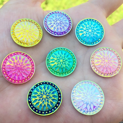 Cabochon en résine AB Flatback brillant au choix des couleurs, 20 pièces, Cabochon décoratif artisanal pour bricolage, Scrapbooking 20mm -E07 ► Photo 1/6