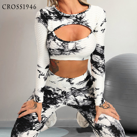 Nouvelle impression femmes Yoga ensembles fitness vêtements de sport vêtements de sport survêtement taille haute leggings de gymnastique sexy sports costumes 2022 dessus de yoga ► Photo 1/6