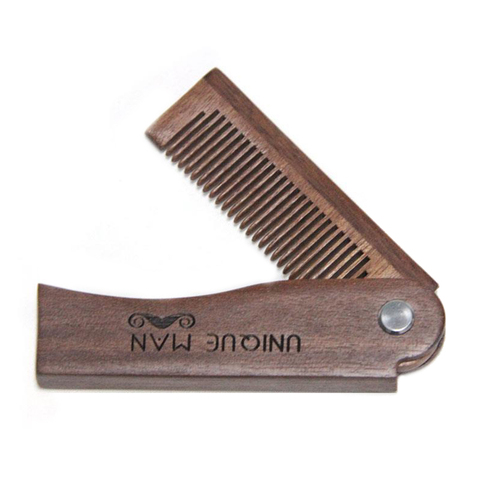 Peigne pliant en bois de santal rouge naturel, peigne à cheveux pour hommes, soins de la barbe, peigne antistatique, outils de soins capillaires, brosse à cheveux 1 pièce ► Photo 1/6