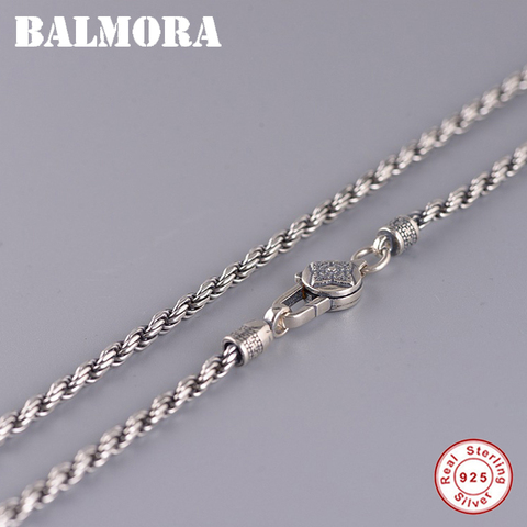 BALMORA réel 925 argent Sterling rétro bouddhisme Six mots Sutra tissage chaîne colliers pour femmes hommes Couple Cool mode bijoux ► Photo 1/6