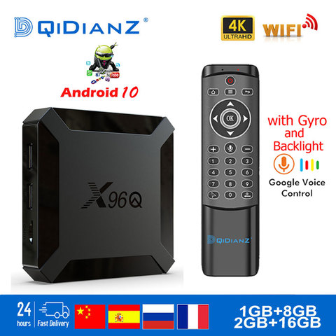 X96q android 10.0 smart TV Box allwinner h313 quad core 2gb 16gb 4k 3d android 10x96 q mini décodeur lecteur multimédia ► Photo 1/6