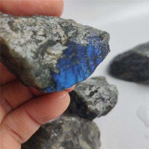 Pierre de lune naturelle pierre brute bleu coloré Labradorite sculpté morceaux de minerai spécimen Labradorite guérison Chakra méditation gemme ► Photo 1/6