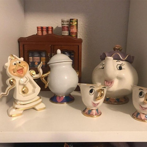 Service à thé dessin animé la belle et la bête, théière Mrs Potts Chip Cogsworth, sucrier en céramique, cadeau créatif, livraison rapide ► Photo 1/6