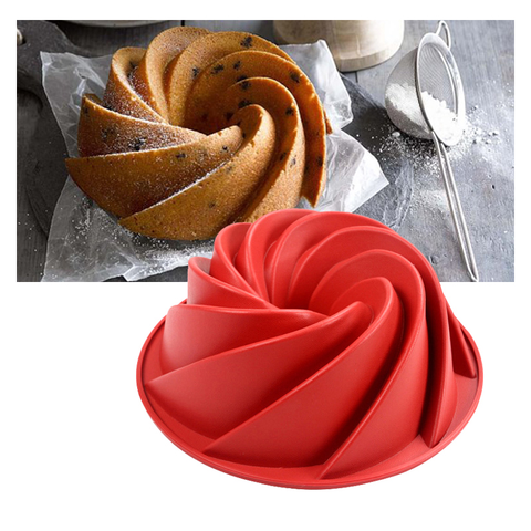 Grande forme en spirale silicone Bundt gâteau Pan 10 pouces, pain cuisson moule outils de cuisson Cyclone forme gâteau moule bricolage outil de cuisson ► Photo 1/6