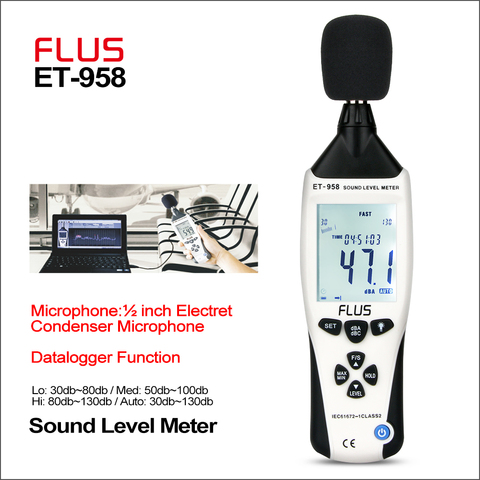 FLUS – mesureur de niveau sonore professionnel, enregistreur de données numérique, niveau sonore sonore sonore, 30 à 130db décibels ► Photo 1/6