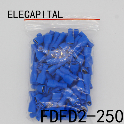 FDFD2-250 FDFD2.5-250 femelle isolé Terminal à sertir électrique pour 1.5-2.5mm2 connecteurs câble fil connecteur 100 PCS/Pack FDFD ► Photo 1/2