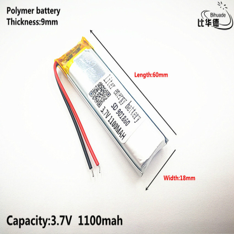 Litre batterie d'énergie bonne qualité 3.7 V, 1100 mAH, 901860 polymère lithium ion/Li-ion batterie pour jouet, batterie externe, GPS, mp3, mp4 ► Photo 1/5
